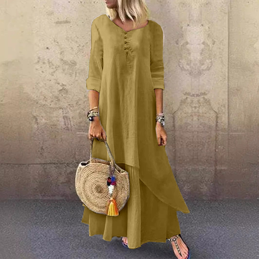 Robe en lin décontractée à plusieurs couches