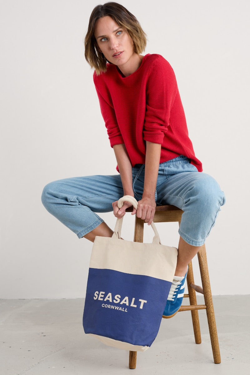 Sac fourre-tout en toile bleu marine avec logo