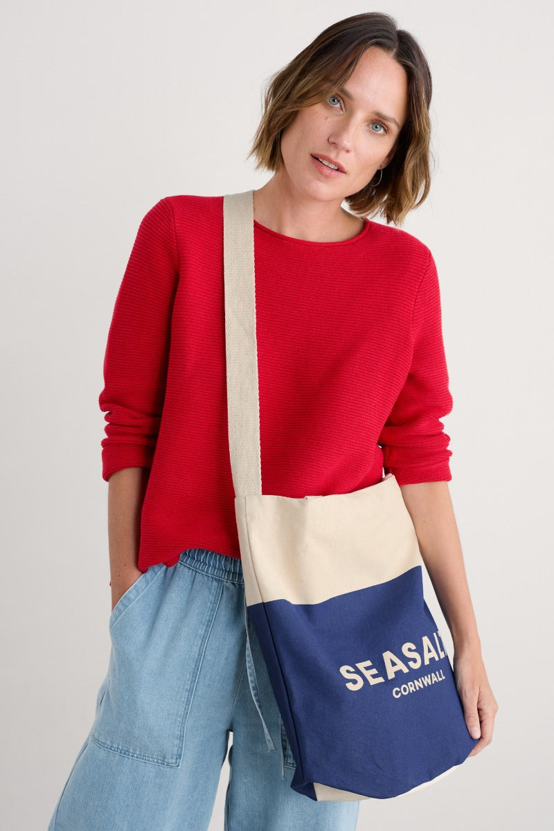 Sac fourre-tout en toile bleu marine avec logo