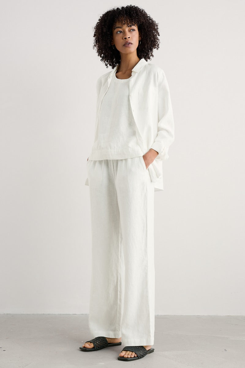 Pantaloni in Lino a Gamba Larga Tide Flow