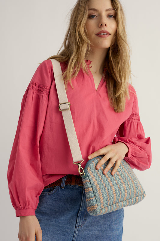 Sac bandoulière rayé en jute Flourish