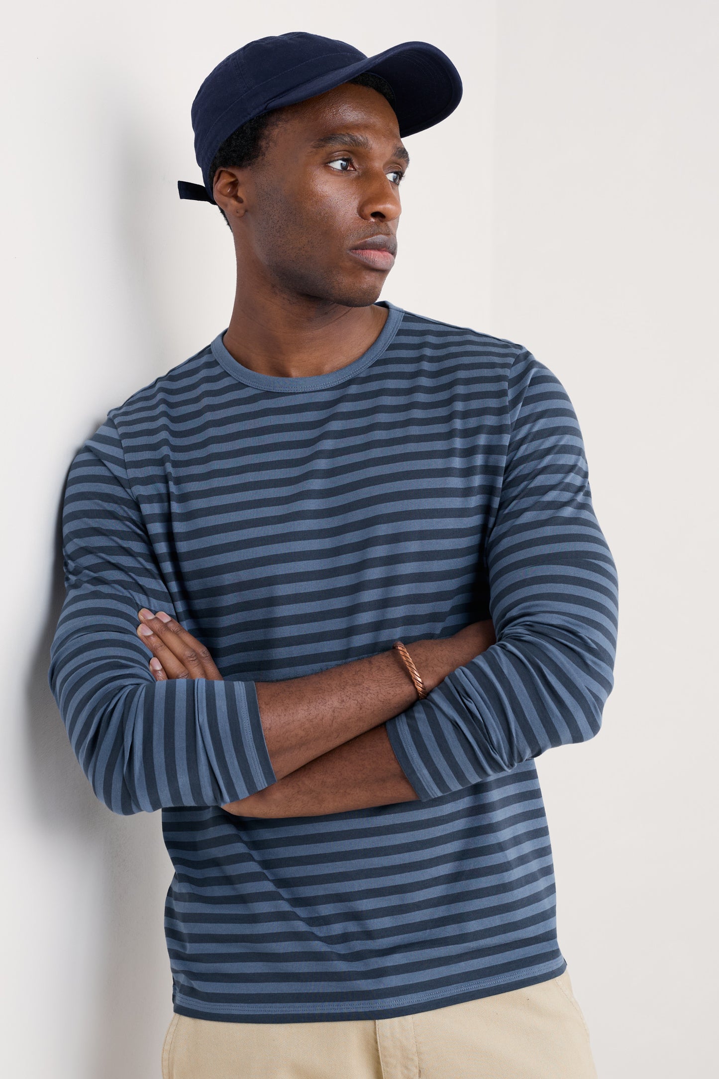 T-shirt Marin Ras-du-Cou pour Homme en Coton Biologique Certifié GOTS