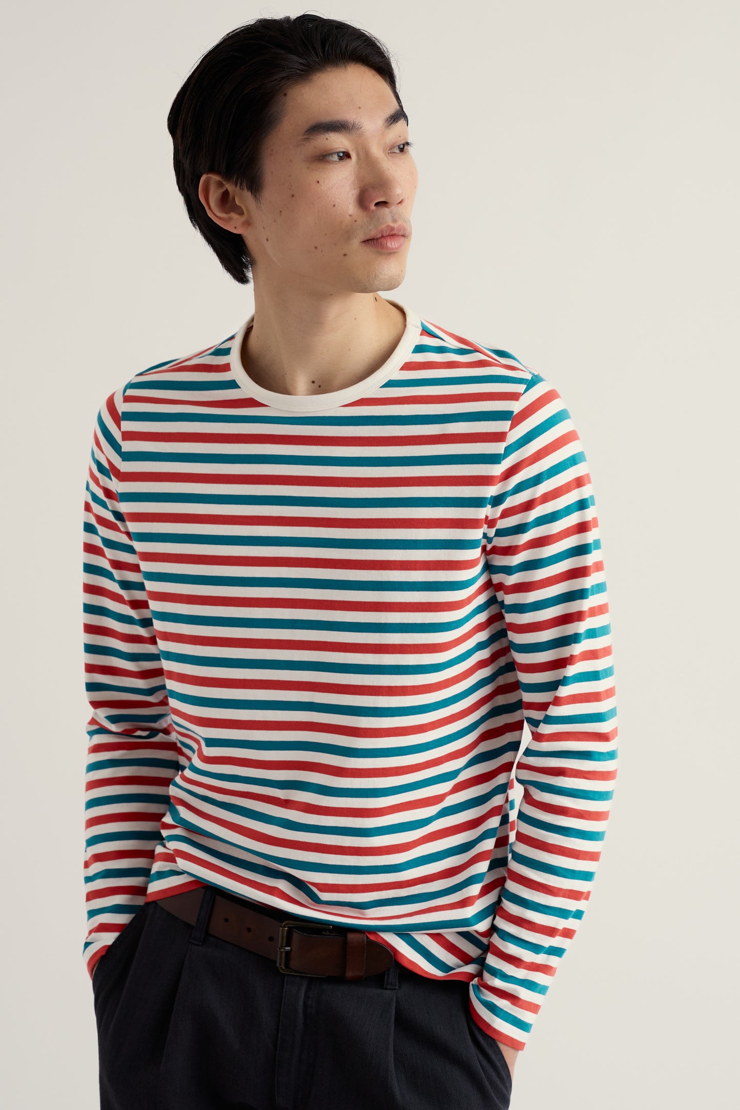 T-shirt Marin Ras-du-Cou pour Homme en Coton Biologique Certifié GOTS