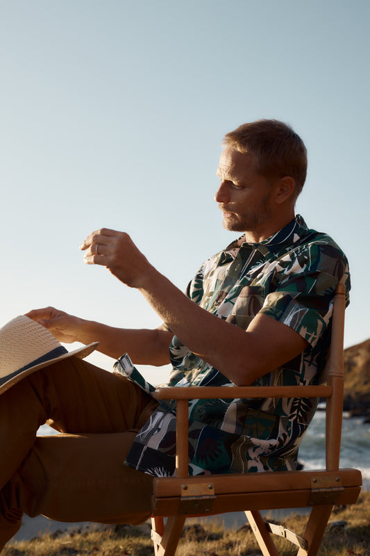Chemise à manches courtes Héron Bleu pour homme
