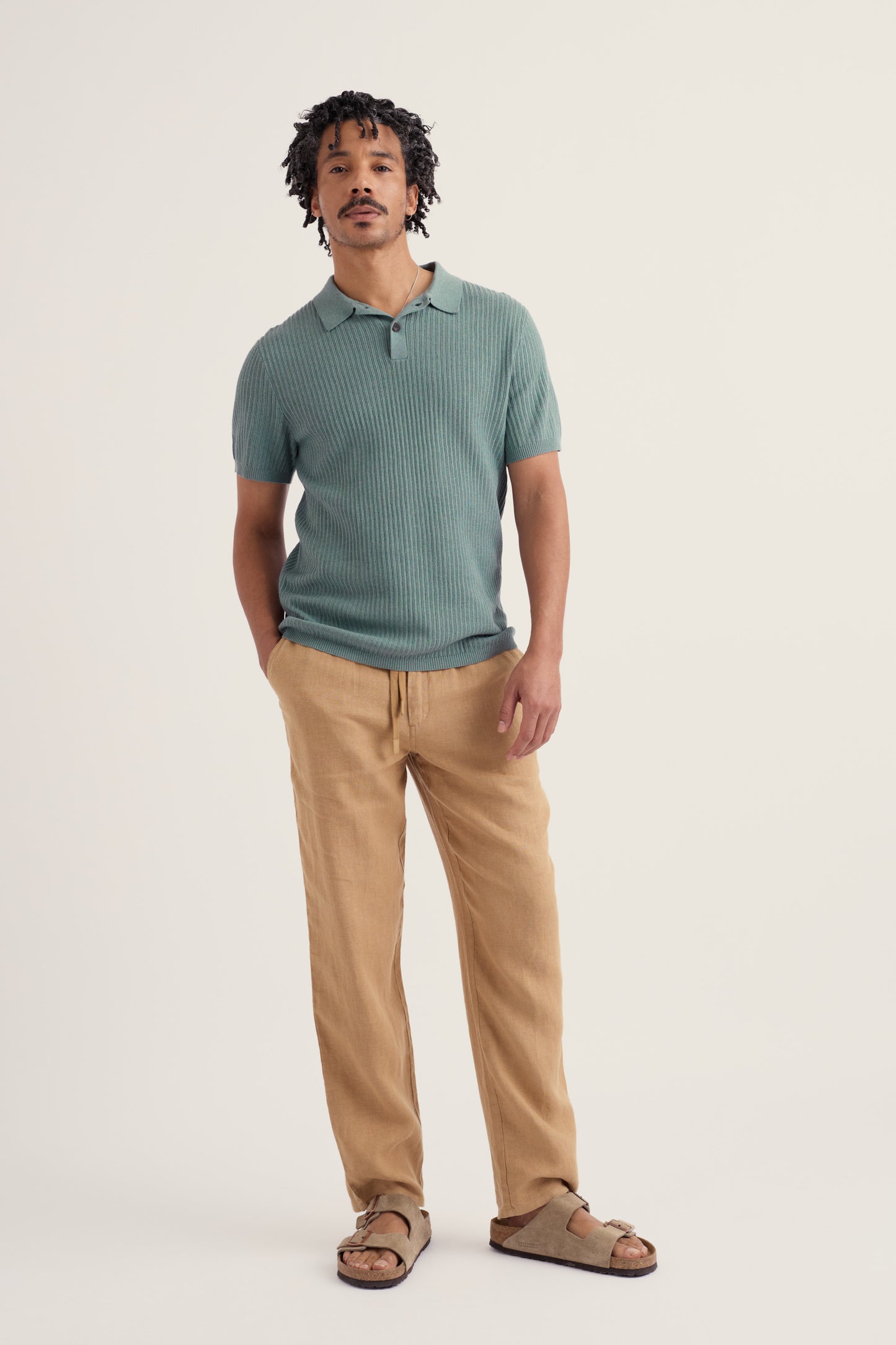 Pantalon en lin à taille nouée pour homme Crewman