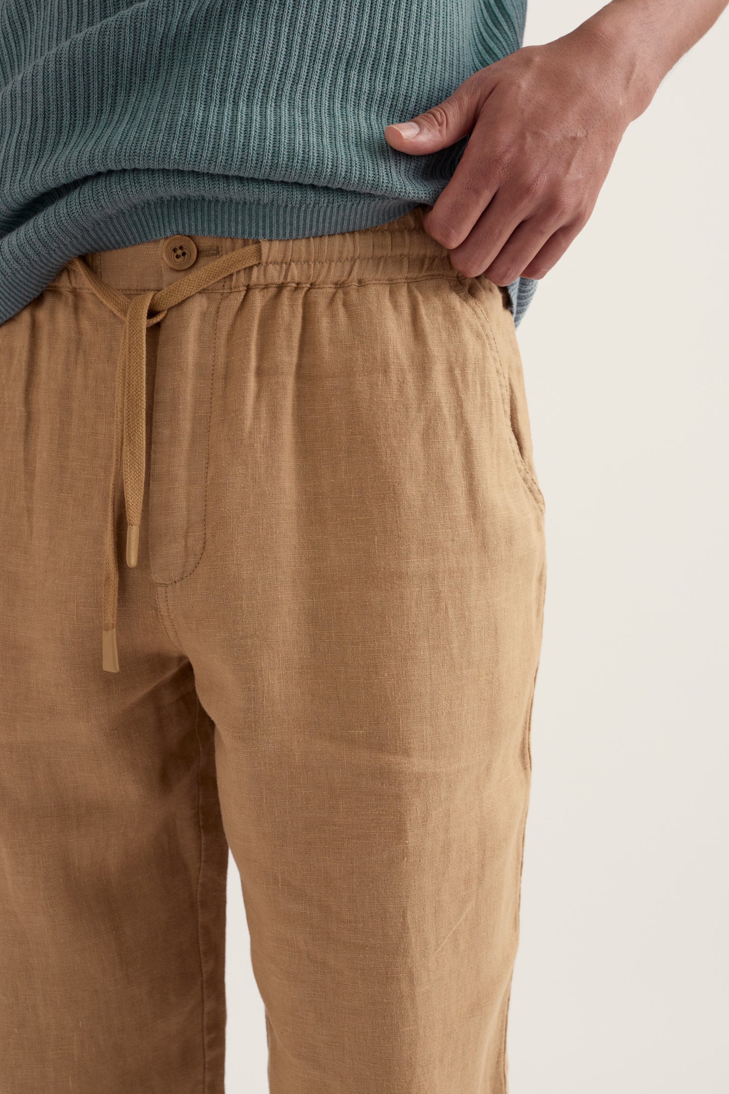 Pantalon en lin à taille nouée pour homme Crewman