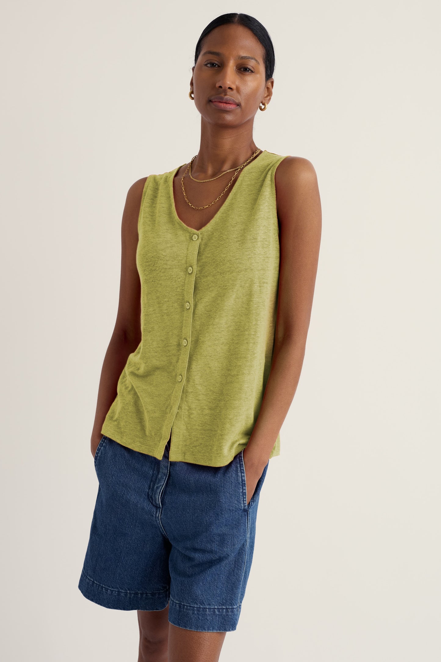 Gilet boutonné en lin Carn Glaze