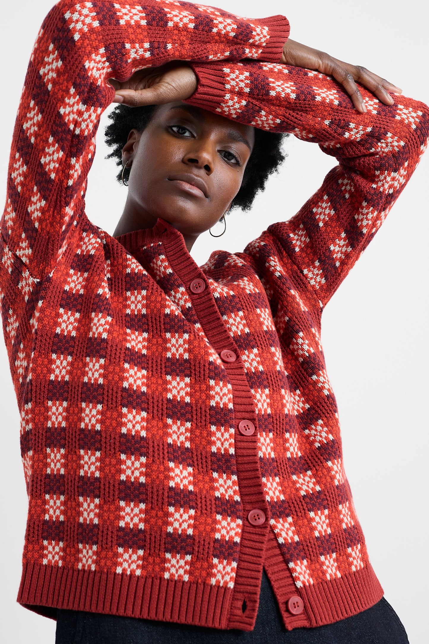 Cardigan Kensa a Quadri in Cotone Organico