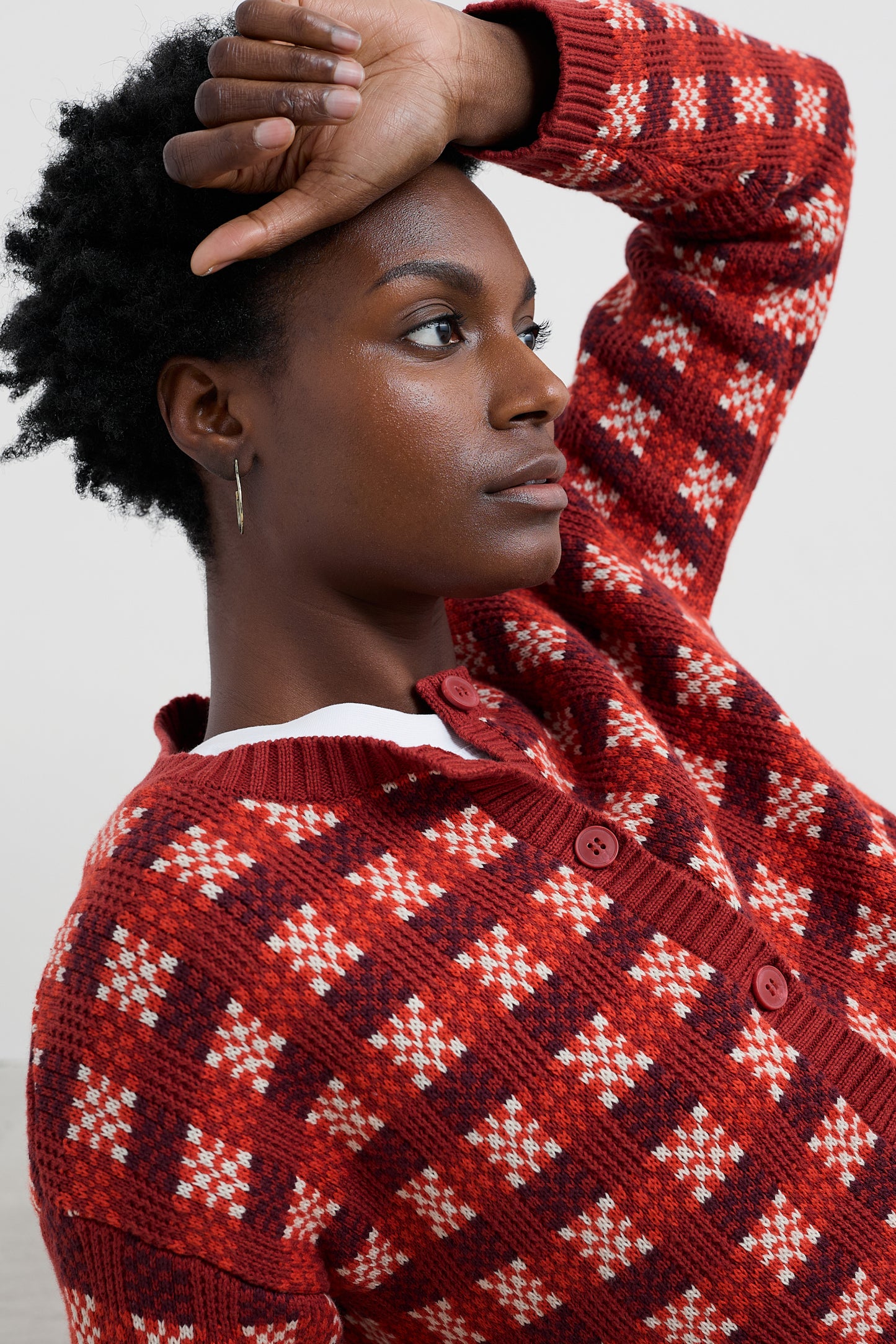 Cardigan Kensa a Quadri in Cotone Organico