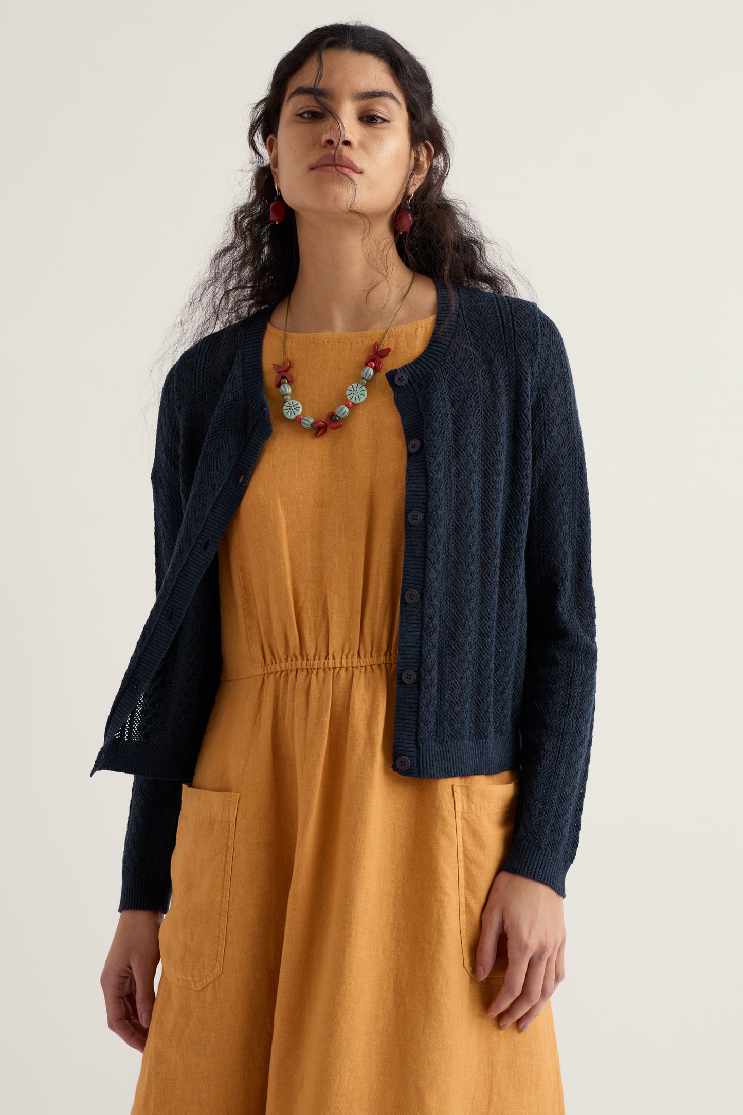 Cardigan Pointelle Willowing in Cotone Organico