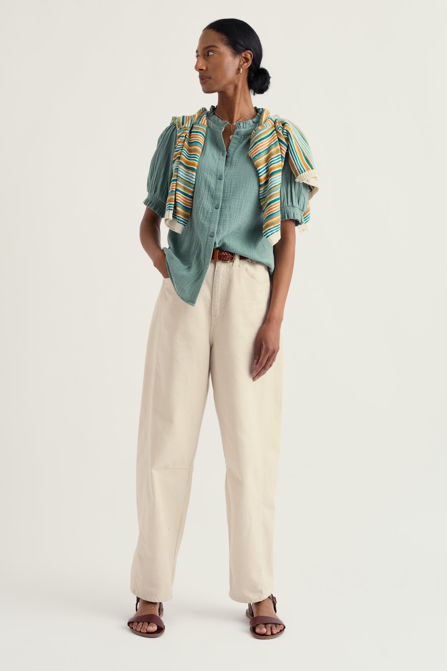 Camicia con volant Shore Path in cotone biologico GOTS
