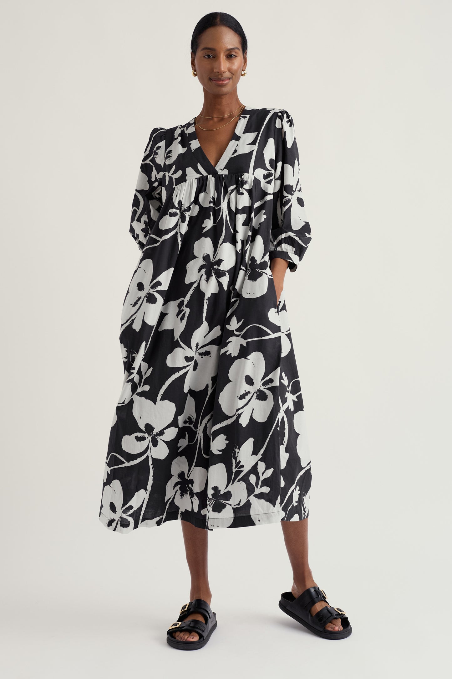 Robe midi en popeline de coton biologique GOTS Couleurs de la Terre
