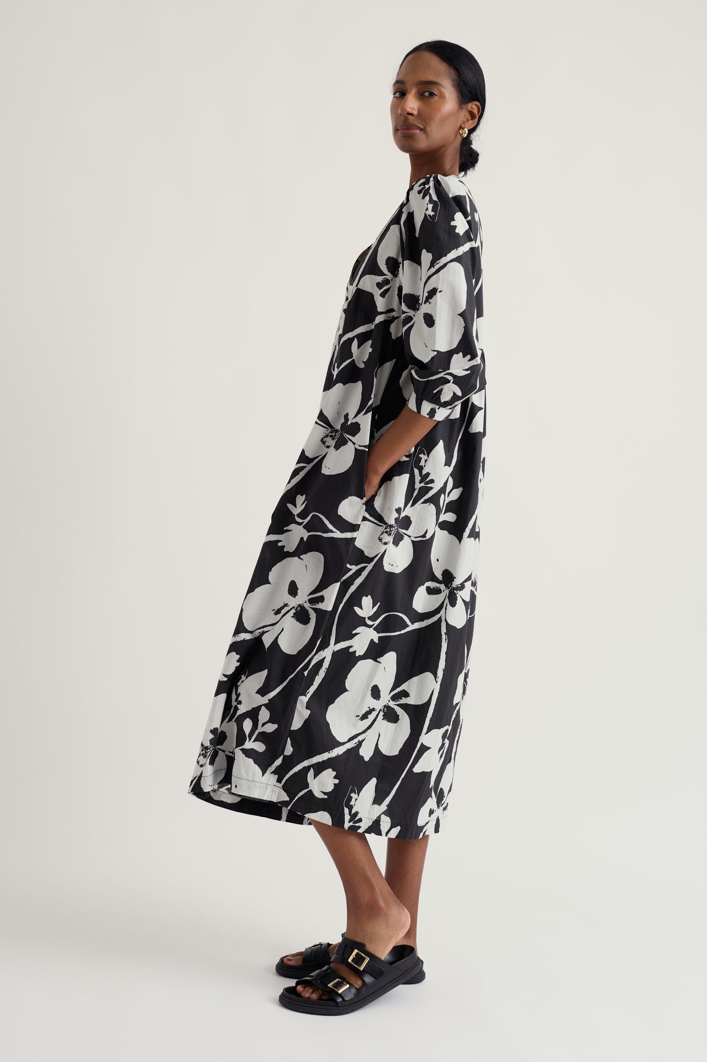Robe midi en popeline de coton biologique GOTS Couleurs de la Terre