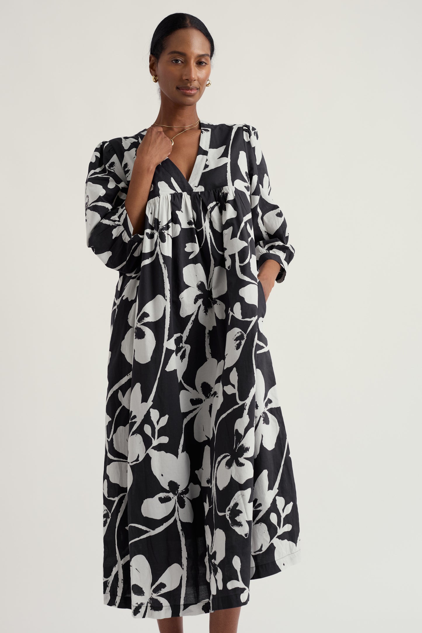 Robe midi en popeline de coton biologique GOTS Couleurs de la Terre
