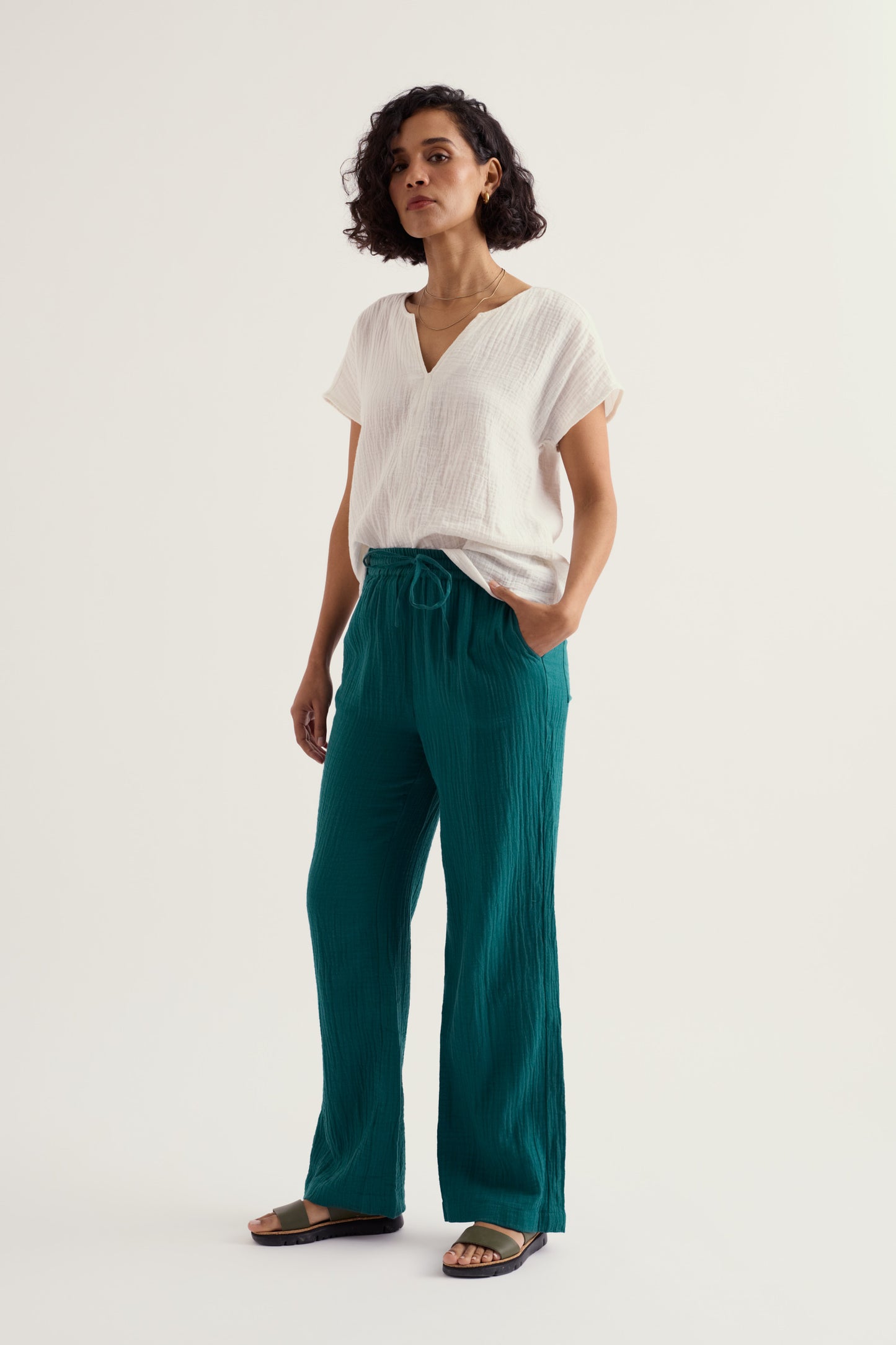 Pantalon large en coton bio Tide Flow