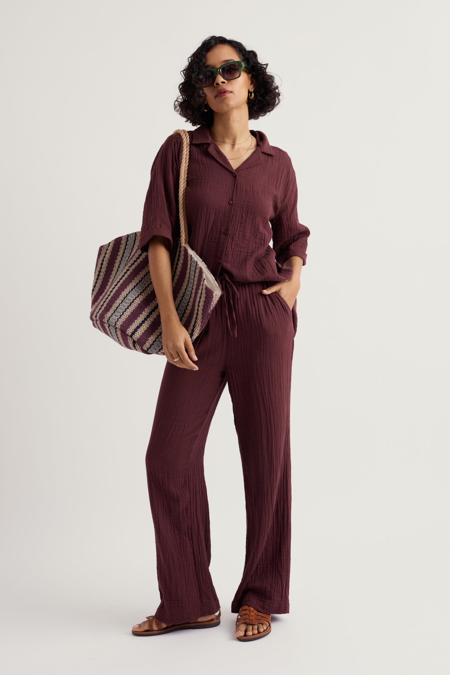 Pantalon large en coton bio Tide Flow