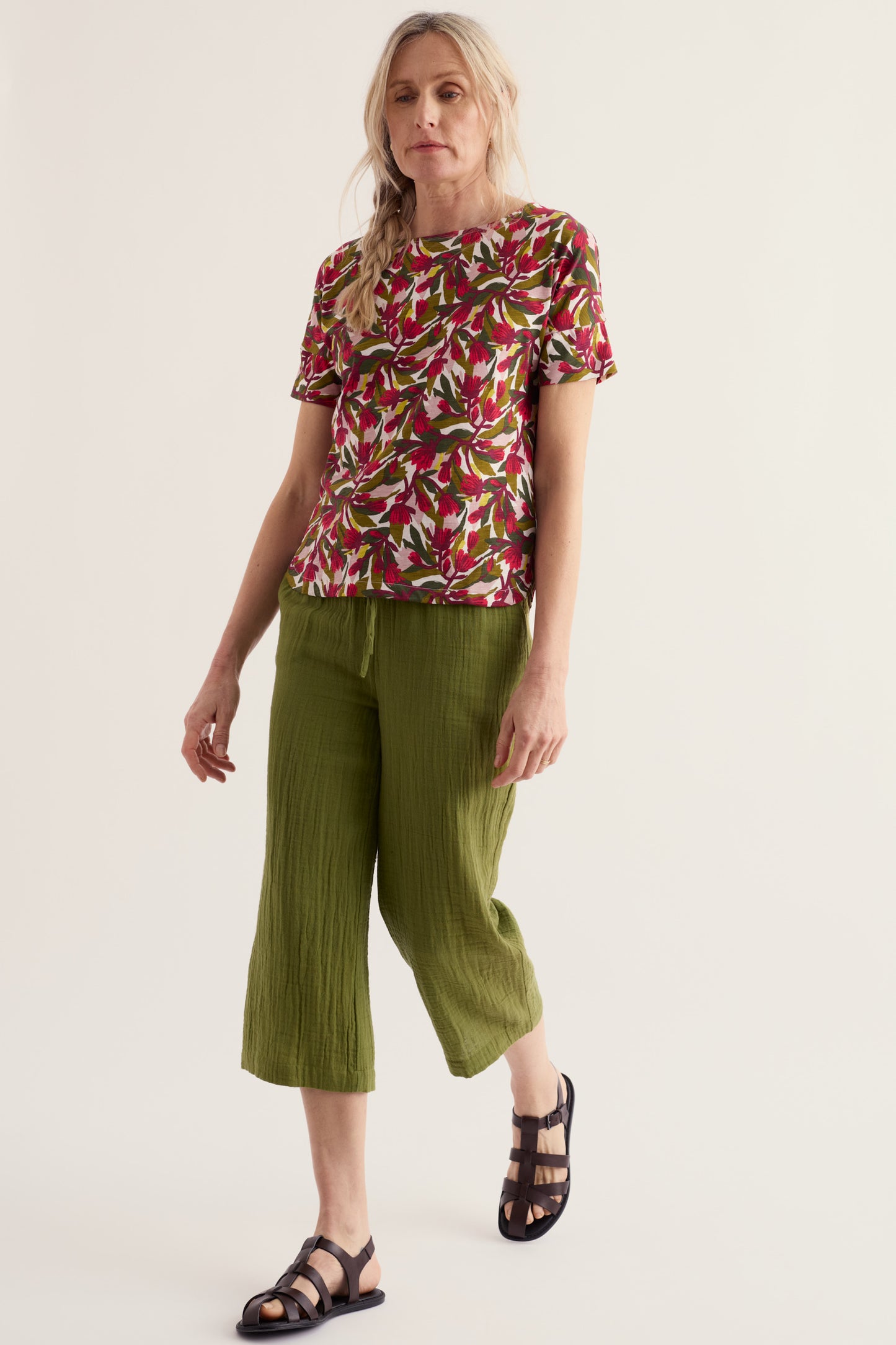 Pantaloni Corti in Cotone Organico a Gamba Larga Tide Flow