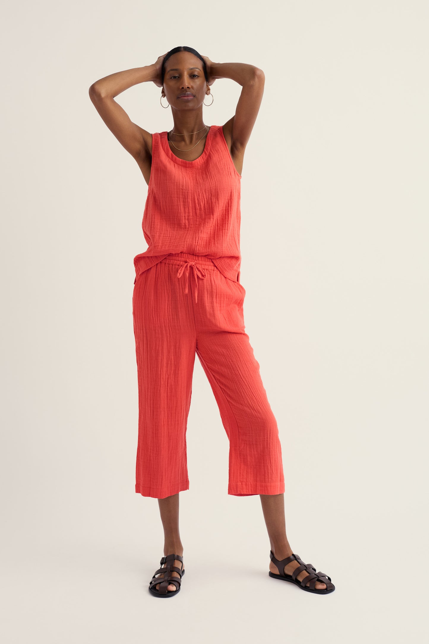 Pantaloni Corti in Cotone Organico a Gamba Larga Tide Flow