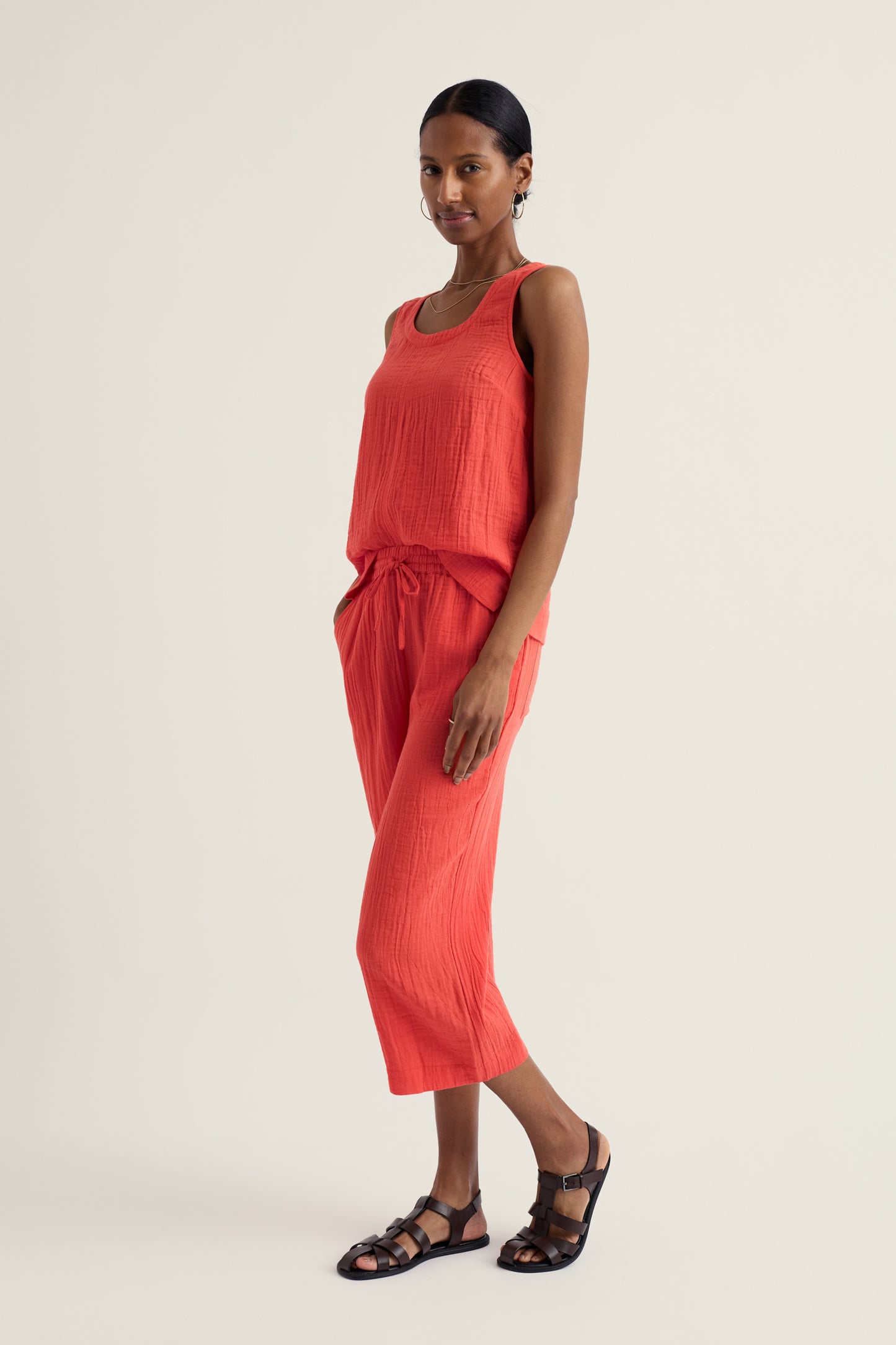 Pantaloni Corti in Cotone Organico a Gamba Larga Tide Flow