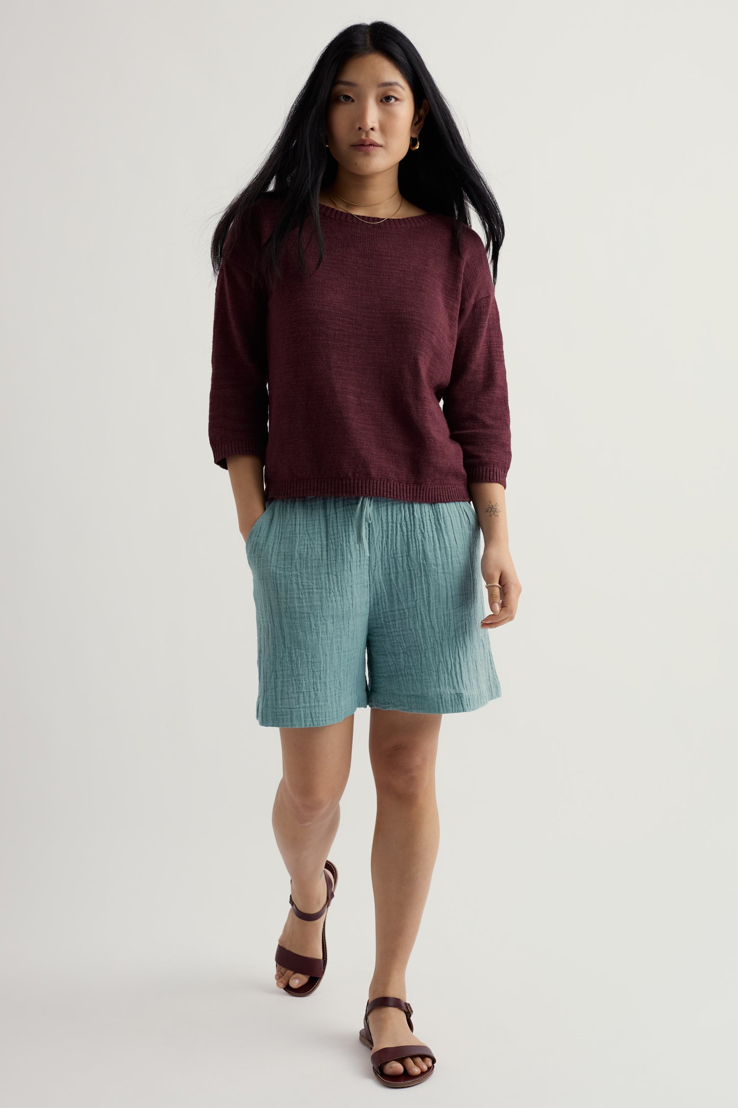Shorts in Double Gauze a Gamba Larga Tide Flow
