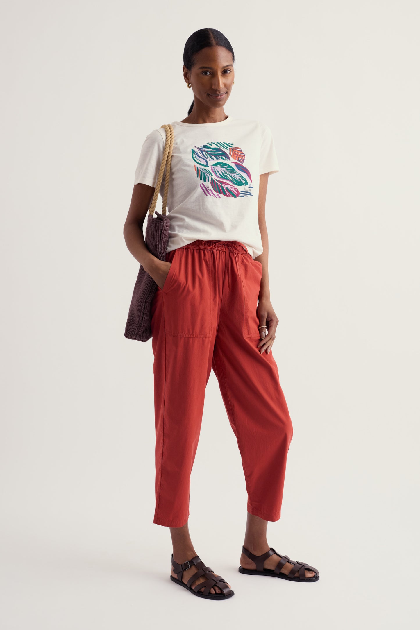 Pantalon fuselé en popeline de coton biologique Sholl