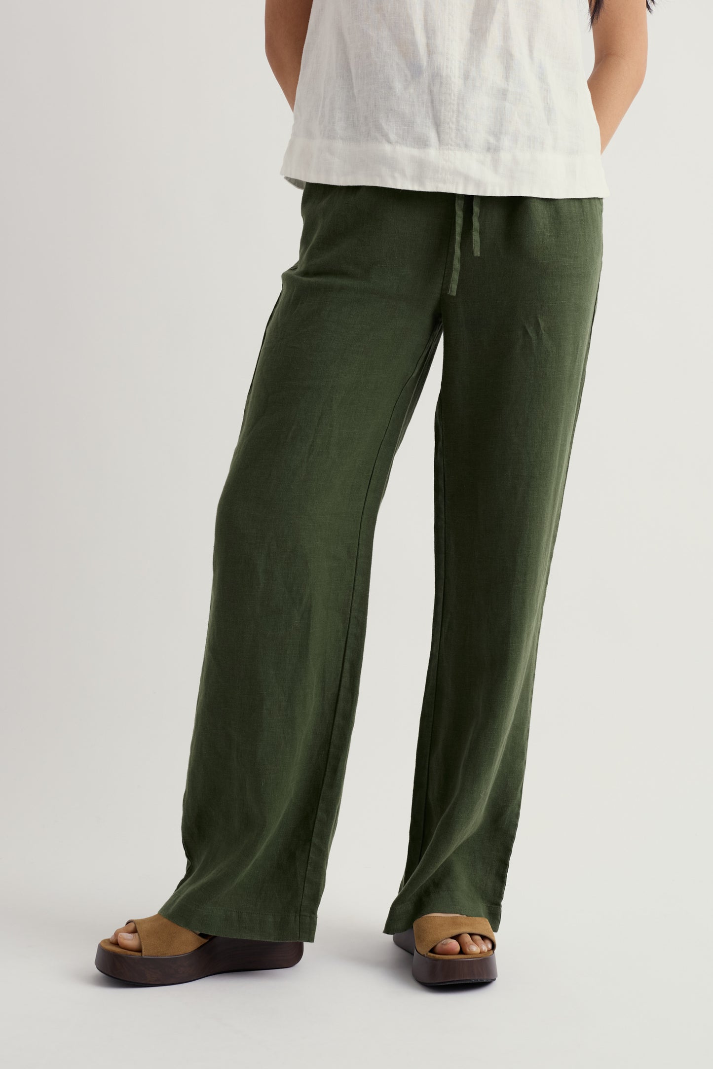 Pantaloni in Lino a Gamba Larga Tide Flow