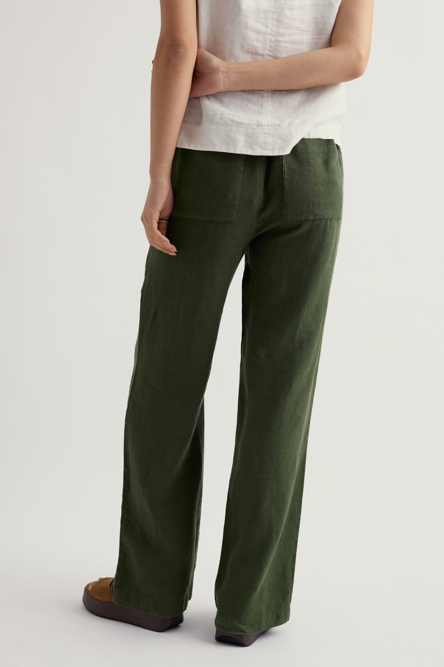 Pantaloni in Lino a Gamba Larga Tide Flow