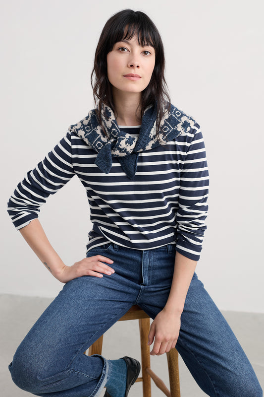 Camicia Sailor in jersey di cotone biologico certificato GOTS  