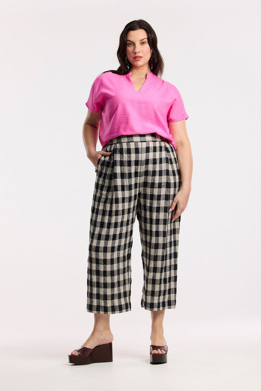 Pantaloni a gamba larga a barile a quadri Laneway