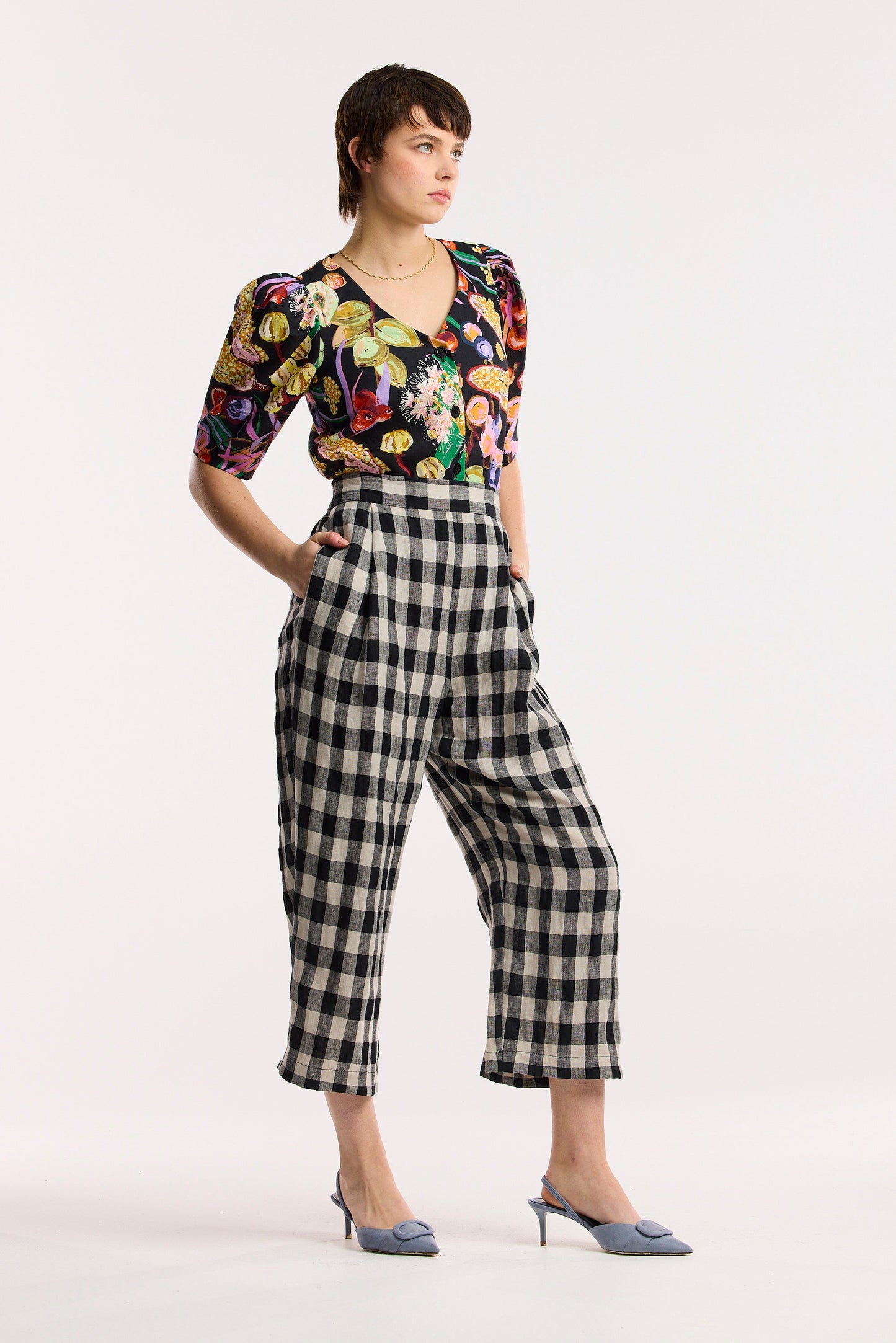 Pantalon tonneau Laneway à carreaux