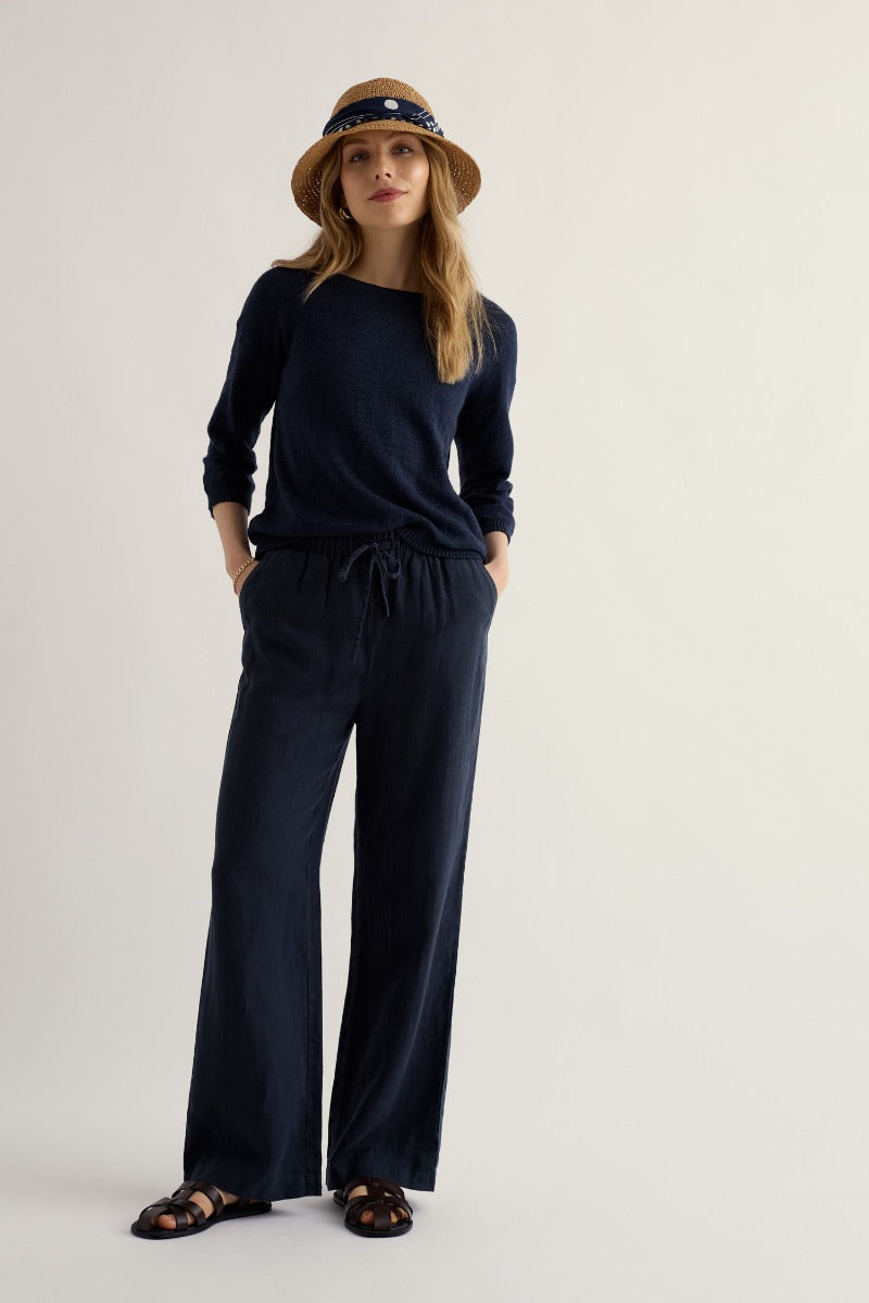 Pantaloni in Lino a Gamba Larga Tide Flow